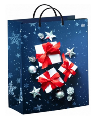 Сумочка пакет п/э пластик ручка 300*400мм Новогодние подарочки Арт-53325