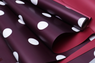 Пленка матовая двухсторонняя Горох Белый на Винном/Бордовый 60см/10м