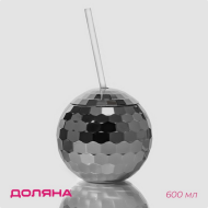 Бокал Сияние Доляна 600мл с трубочкой 11см*11см*10,5см Арт-9951497