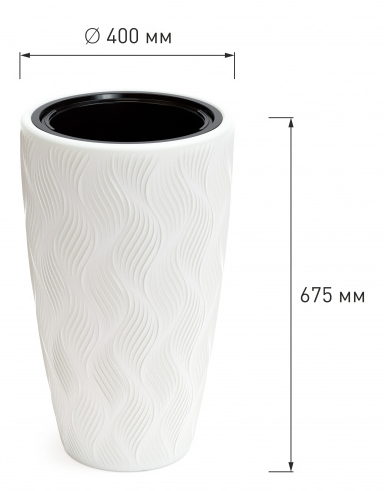 Горшок Флэйм 61лит Белый (со вставкой 13лит) М-8885 (D-29см)