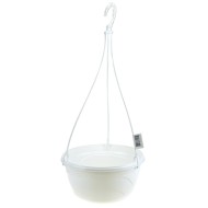 Горшок Венеция подвесной 4лит D-25,5см Белый + Крючок L-47см кручёный с поддоном