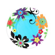 Тарелка бумажная Цветы по краю D-18см*6шт Арт-330088