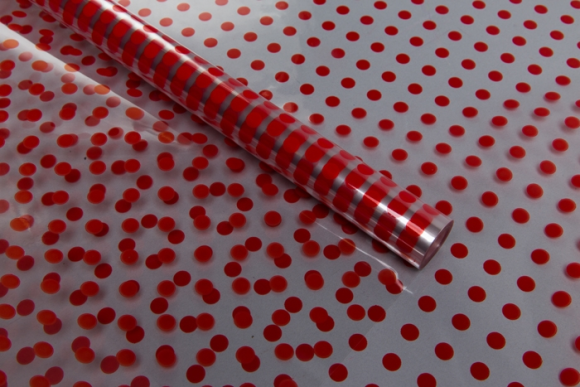 Пленка прозрачная с рисунком Бисер Красный 70см/8м Пленка прозрачная с рисунком Бисер Красный 70см/8м