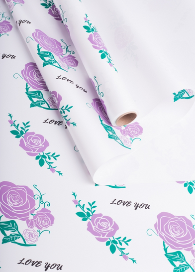 Пленка матовая Розы на Белом 60см/10м Пленка матовая Розы на Белом 60см/10м