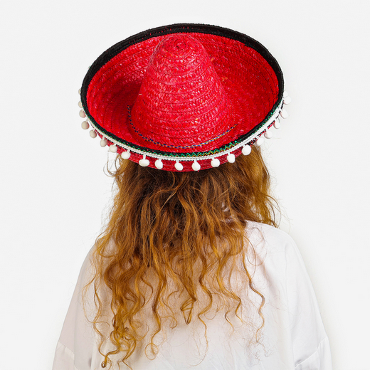 Шляпа Сомбреро красная р-р 56-58 Арт-7642352