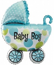 Шар фольгированный 16/41см Коляска для мальчика Арт R111