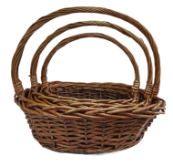 Корзина Набор Плетеных ИВА 3шт Лодочка Светло-Коричневые D-25/30/35см