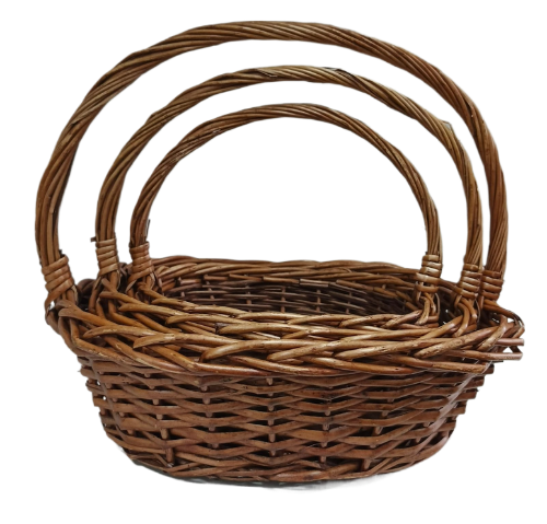 Корзина Набор Плетеных ИВА 3шт Лодочка Светло-Коричневые D-25/30/35см
