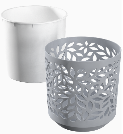 Горшок Leaves 1,25лит Серый/Белый (с дренажной системой)