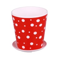 Горшок Горошек 1лит Бело-Красн с поддоном М-2680/ БАШ