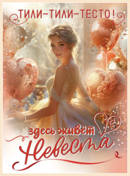 Плакат Тили-тили-тесто Здесь живет невеста Арт-7101131