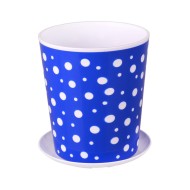 Горшок Горошек 2лит Бело-Синий с поддоном М-2729/ БАШ