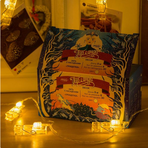 Электрогирлянда 5м Прищепки Арт-2433911 Электрогирлянда 5м Прищепки Арт-2433911