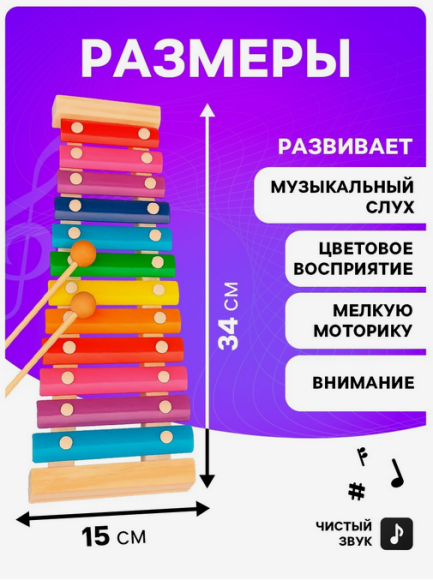 Металлофон Весёлые песни 12 тонов (карточки с песнями) Арт-3575109