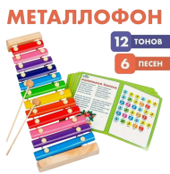Металлофон Весёлые песни 12 тонов (карточки с песнями) Арт-3575109