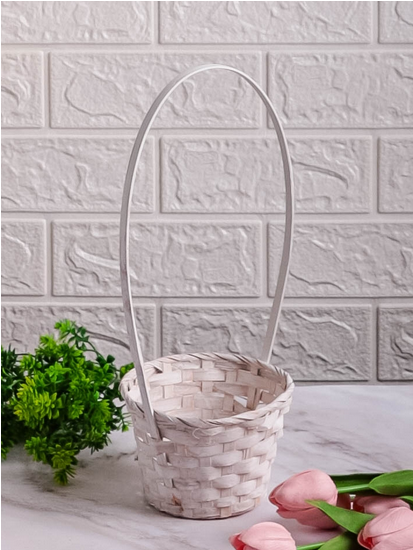 Корзина плетеная Бамбук D-13/H-9.5/28см Белая