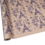 Бумага крафт Париж фиолетовый на коричневом 70см*10м