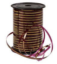 Лента Золот полос 0,5см*250ярд Бордо А-0545