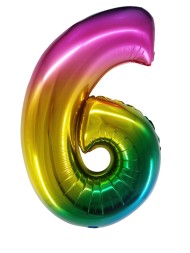 Шар ЦИФРА фольгированный № 6 34"86см Радужный градиент
