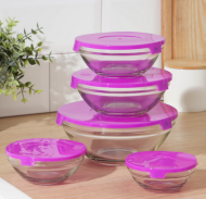 Набор Салатников Стекло с крышками Фиолетовых 5шт Арт-7064144