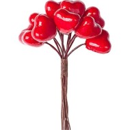 Сердца на проволоке Красное 12см*12шт