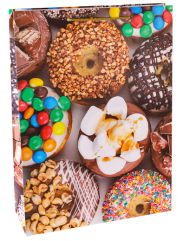 Сумочка пакет картон 324*445*102мм Пончики Арт-0116 XL