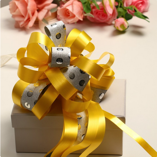 Бант Шар 7см Жёлтый-Серебро Арт-7986191