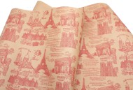 Бумага крафт Европа Париж красный на коричневом 70см*8,5