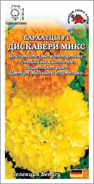 Цветы Бархатцы Дискавери Микс ЦВ/П (СОТКА) 5шт двулетник до 25см