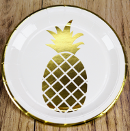 Тарелка бумажная Золотые ананасы (1уп/6шт) D-18 см 2764