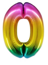 Шар ЦИФРА фольгированный № 0 34"86см Радужный градиент