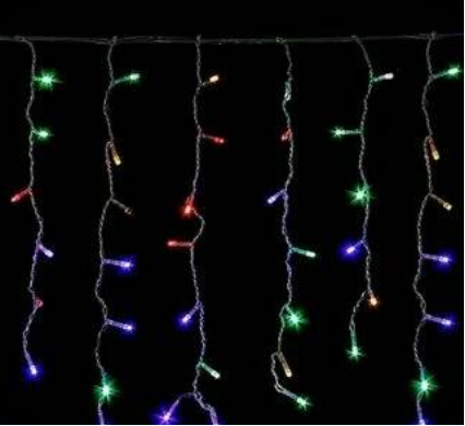 Электрогирлянда Штора 4м Дождик Цветная (дождик 40см+60см) Арт-1247