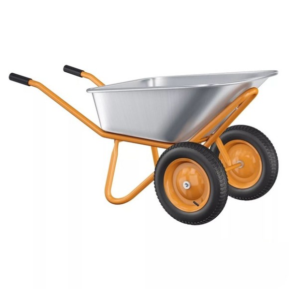 Тачка садовая Оранжевая двухколёсная Усиленая (полиуретан колесо/грузопод 200кг/объём 100лит)