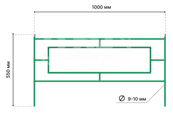Заборчик металлический Газонный 5м (5секций) высота 55см