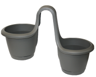 Горшок На перила RESPANA TWINS Серый D-20мм*2,5лит (ПОЛЬША)