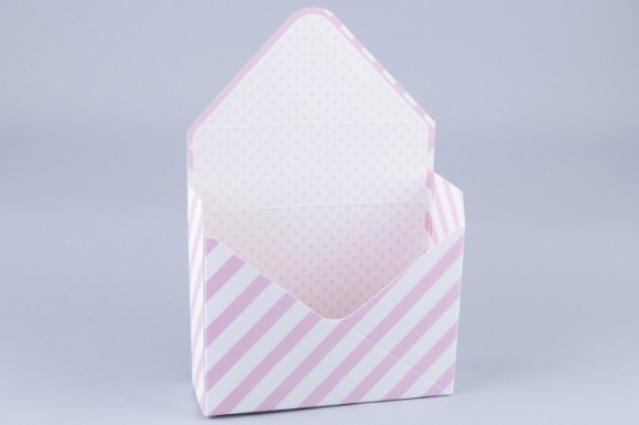 Коробка Конверт L23,5см W8см H16,5см Полоска Розовая