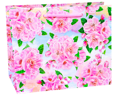 Сумочка пакет картон 330*450,7*102мм Милые цветочки Арт-1847 XL