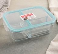 Контейнер стеклянный Клик Доляна 1лит Трехсекционный Арт-4606369