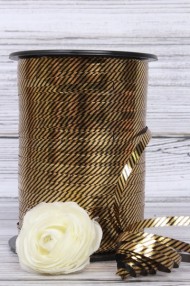 Лента Золот полос 0,5см*250ярд Диагональ Чёрная А-0561