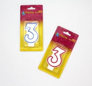 Свеча Цифра 3 Красная-Синяя окантовка 403513