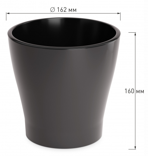 Горшок Лея 2,2лит Графитовый (с дренажной системой)
