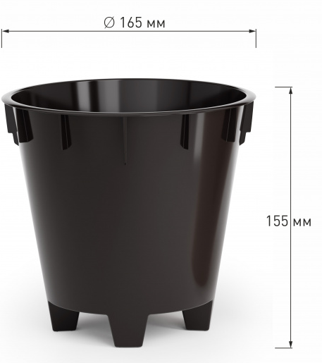 Горшок Лея 2,2лит Графитовый (с дренажной системой)