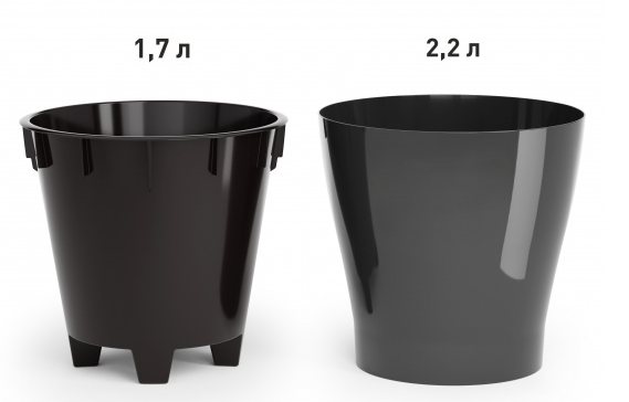 Горшок Лея 2,2лит Графитовый (с дренажной системой)