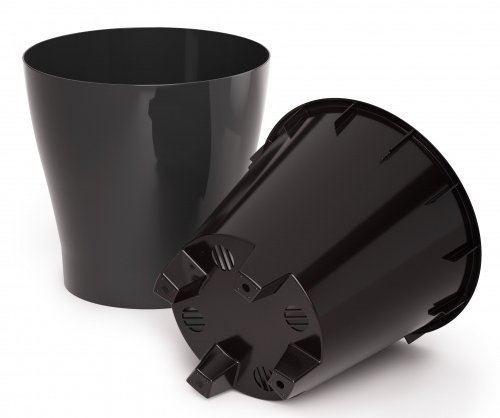 Горшок Лея 2,2лит Графитовый (с дренажной системой)