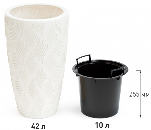 Горшок Флэйм 42лит Белый (со вставкой 10лит) М-8884 (D-27cм) Горшок Флэйм 42лит Белый (со вставкой 10лит) М-8884 (D-27cм)