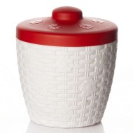 Банка пластиковая Плетёнка Белая с крышкой Арт-М-2361 3лит