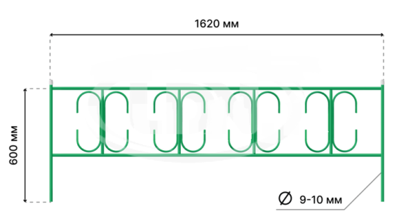 Заборчик металлический Ажурный 8,1м (5секций) высота 60см