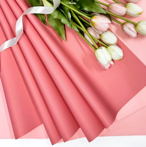Пленка Листами Матовая двухсторонняя Розовый персик/Розовый щербет 58/58см(1уп/10шт)