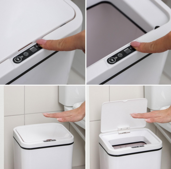 Ведро для мусора Сенсорное Доляна 12лит Белое Арт-4635217 Ведро для мусора Сенсорное Доляна 12лит Белое Арт-4635217