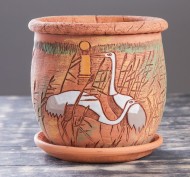 Кашпо Журавли №3 ЗОЛОТОЕ (D-19см)